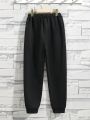 SHEIN Boys' Loose Fit Knitted Drawstring Long Sweatpants