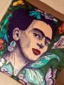 Frida Kahlo X SHEIN Women And Flower Pattern Green Pillowcase