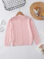 Girls' Solid Color Pointelle Knit Cardigan