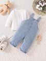 Baby Boys' Casual Top With Denim Overalls Set