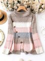 Plus Size Women's Striped Pullover Sweater With Long Sleeves