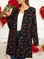 EMERY ROSE Romantic Valentine's Day Ladies' Regular Fit Jacket With Heart Print Design