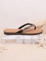 Women'S Rhinestone Embellished Flat Sandals With Toe Ring