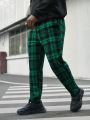 Manfinity Homme Men'S Plus Size Plaid Pattern Casual Long Pants