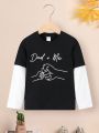SHEIN Kids EVRYDAY Young Boy Hand & Letter Graphic 2 In 1 Tee