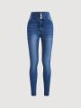 SHEIN High Waisted Slim Fit Skinny Jeans For Teen Girls