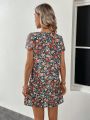 SHEIN LUNE Casual Women'S Floral Print Batwing Sleeve Dress