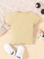 SHEIN Baby Girl's Elegant And Comfortable Lettuce Hem T-Shirt