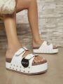 Fashionable Thick-Soled Slippers With Plus-Size And Nail Bead Embellishment