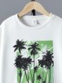 SHEIN Kids SUNSHNE Boys' Tropical Printed Sweatshirt And Jogger Pants Set