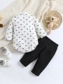Baby Boy Graphic Print Bow Front 2 In 1 Bodysuit & Pants