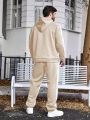 Extended Sizes Men'S Plus Size Side Striped Hooded Sweatshirt And Pants Set