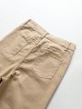 Teenage Boys' Fashionable Casual Khaki-Colored Washed Denim Pants With Narrow Feet