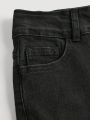 SHEIN Tween Girl's Black Y2k Style Minimalist Flare Jeans