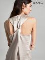 SHEIN BIZwear Solid Color Sleeveless Slit Hem Maxi Dress