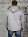 Men's Plus Size Hooded -padded Jacket With Collar