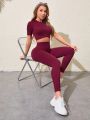 SHEIN Yoga Basic Women's Solid Color Slim Fit Sportswear Set