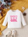 Baby Girls' Fashionable Long Sleeve T-shirt With Letter Print