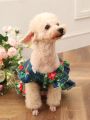 PETSIN 1pc Palm Leaf Patterned Pet Dress For Both Cats And Dogs, Beach Vacation Style