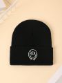 Sapstudio Streetwear Fashion Unisex Beanie Cap With Embroidered Smiling Face Design