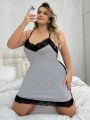 Plus Size Women'S Sexy Lace Cami Nightgown