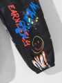 SHEIN Kids HYPEME Tween Boys Street Style Tie-Dye Print Baggy Sweatpants With Basketball, Expression & Letter Pattern