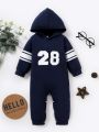 Baby Boy Number Print Hooded Jumpsuit