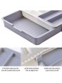 Kitchen Drawer Organizer - Expandable Silverware Organizer/Utensil Holder and Cutlery Tray with Drawer Dividers for Makeup, Stationeryand Kitchen Utensils