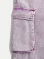 Teen Girls' Washed Cargo Style Jeans