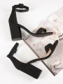 Square Toe Buckled Ankle Strap Block Chunky Heels