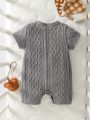 Baby Boy's Teddy Bear Embroidery Texture Romper Shorts
