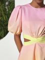 Shwetha Anand Designs Lilac Chartreuse Ombre Dress