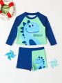 Infant (Boy) Color Block Dinosaur Printed Swimsuit