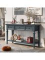 Classic Retro Style Console Table with Three Top Drawers and Open Style Bottom Shelf, Easy Assembly