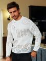 Men's Openwork Knitted Long Sleeve Sweater