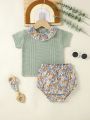 Infant Floral Sweater And Shorts Set