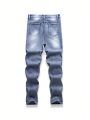 New Arrival Casual Fashionable Teen Boy Washed Denim Skinny Jeans