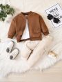 Baby Boys' Suede Bomber Jacket And Cargo Pants Set