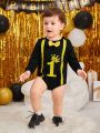 Baby Boys' Crown Printed T-Shirt And Overalls Set