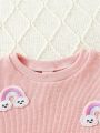 Toddler Girls' Rainbow Embroidery Long Sleeve Sweatshirt