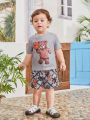 Baby Boys' Casual Style Bear Printed Outfit