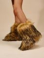 New Winter Arrival Fashionable Warm Furry Boots For Women, Casual Snow Boots With Thick Plush Lining And Non-slip Sole