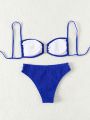SHEIN Swim Vcay Women's Solid Color Bikini Set With U-Shaped Metal Buckle Decoration