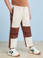 Boys' (Little) Cool Color Block Outdoor Jeans With Belt And Pockets