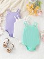 Multi-Piece Baby Girl Elegant Summer Romper Dress With Embroidered Flower Decoration