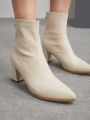 SHEIN BIZwear Women's Fashionable Back Zipper Ankle Boots