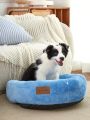 PETSIN Blue Short Plush Deep Sleep Pet Bed, Detachable& Washable, Suitable For Cats And Dogs, Round Shape