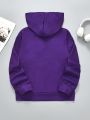 SHEIN Boys' Casual Game Console & Letter Printed Long Sleeve Sweatshirt, Purple, Fall