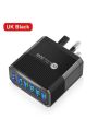 1pc 30w Black Us Plug Quick Charge 3.0 6-port Usb Wall Charger Compatible With Iphone Xiaomi Samsung And Other Multi-port Mobile Phones