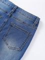 Tween Girl Ripped Frayed Bleach Wash Skinny Jeans